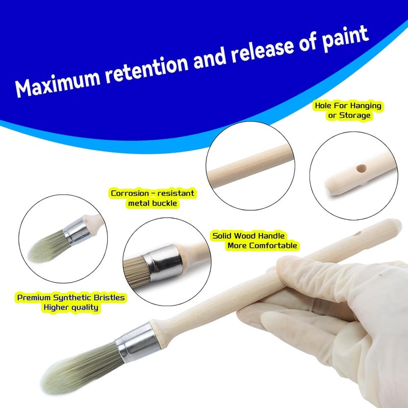 Wesquer 3Pack Small Paint Brushes - Trim Paint Brush Edge Painting Tool for Detail Areas and Small Repairs - Ideal for Art, Sash, Baseboards, and House Wall Corners with 0.6” 0.7” 0.8” - Image 3